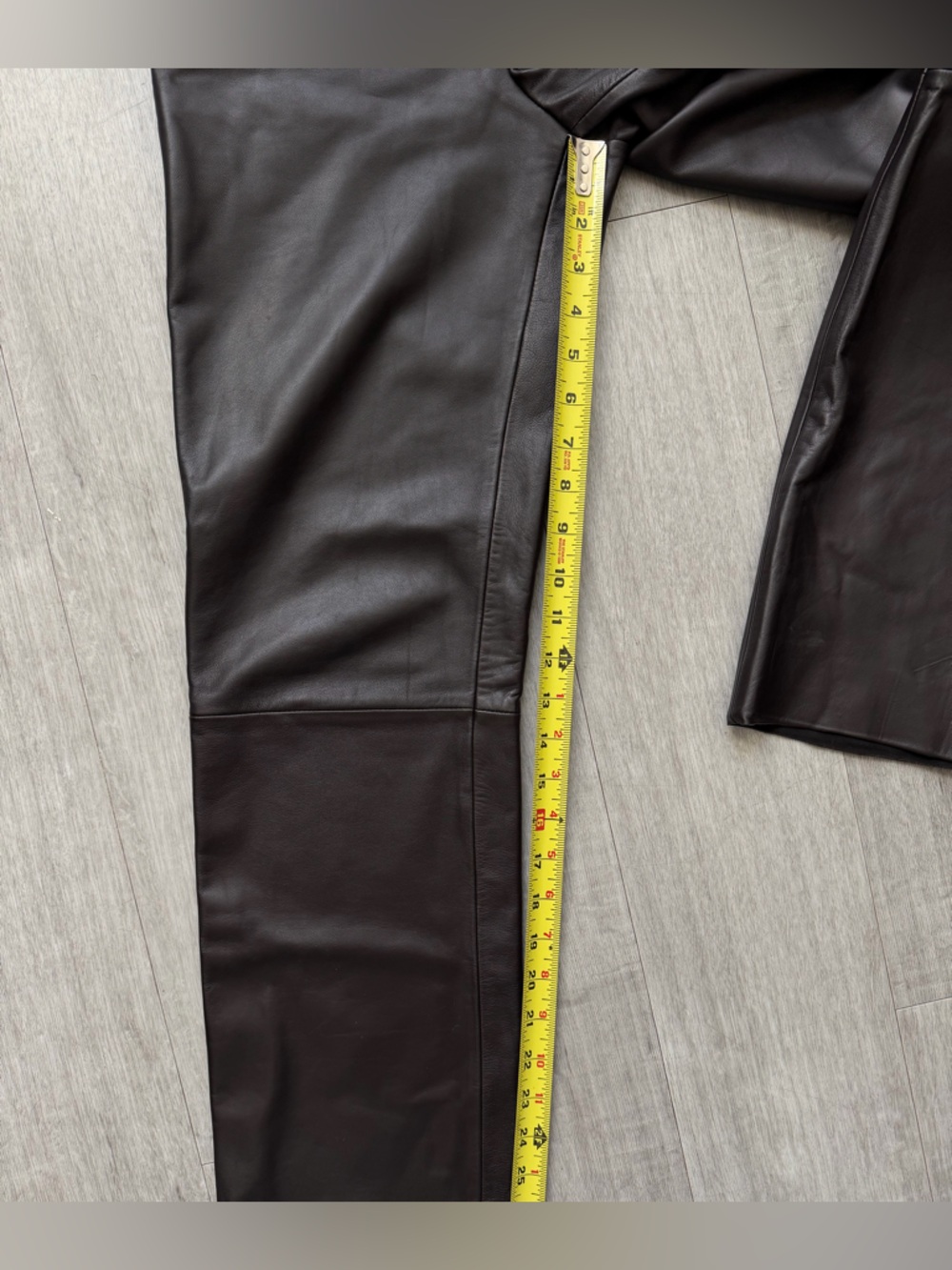 The Frankie Shop Genuine Lambskin Leather Straight Leg Pants Dark Brown Size XS - Picture 11 of 11